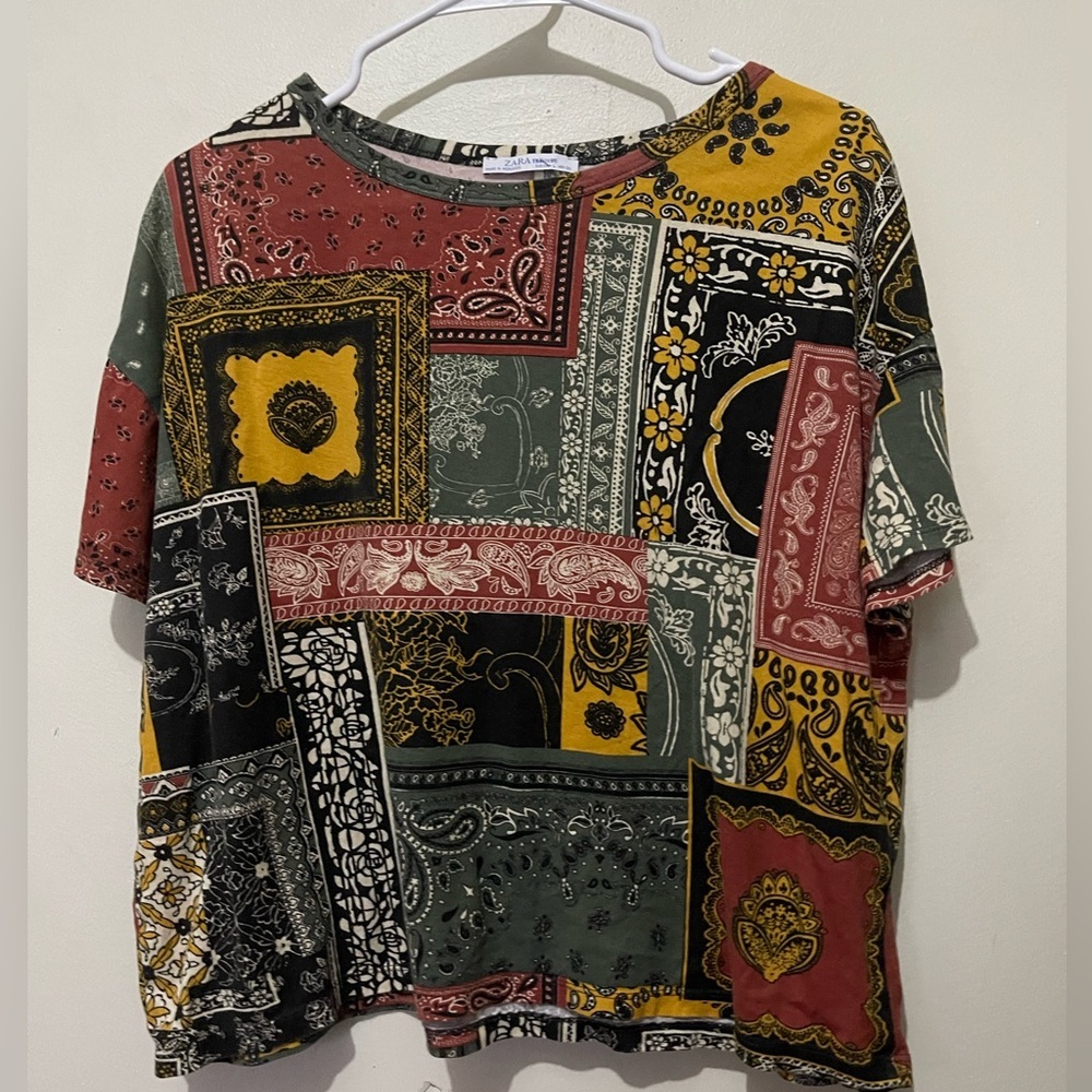 Zara Patchwork Paisley Bandana Oversize Croptop